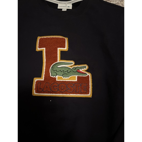 Lacoste Men's Varsity Blue Cotton Blend Tennis Sweater 80s Vintage, Sz S - Picture 3 of 8